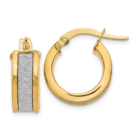 14k Gold Fancy Gli mmer Infused Hoop Earrings 14k Gold Fancy Gli mmer Infused Hoop Earrings